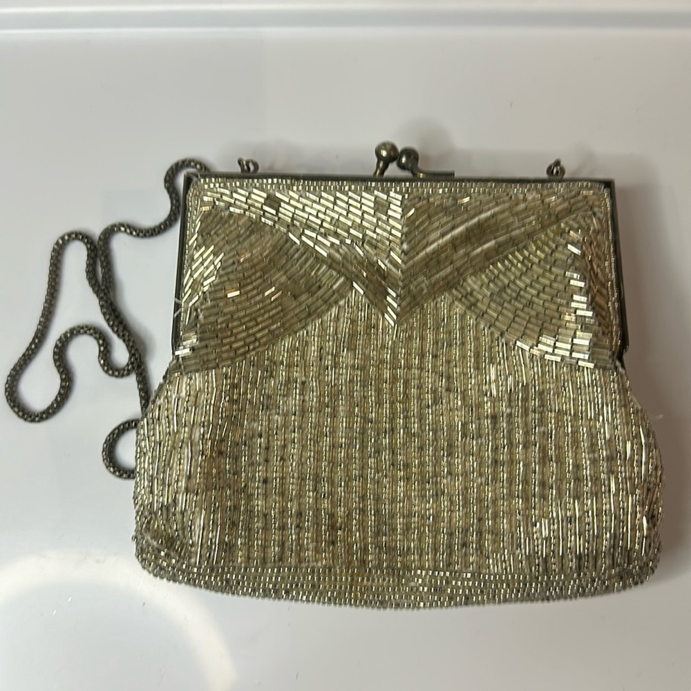 Magid silver beaded evening bag